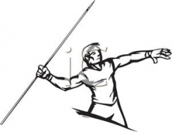 A Black and White Cartoon of an Athlete Throwing the Javelin ...