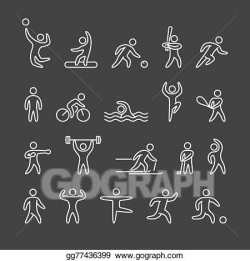 Vector Art - Outline figure athletes, different sports. Clipart ...