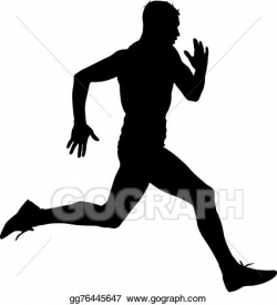 Vector Illustration - Athlete on running race, silhouettes. EPS ...