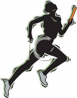 A Colorful Cartoon of an Athlete Running the Relay Race - Royalty ...