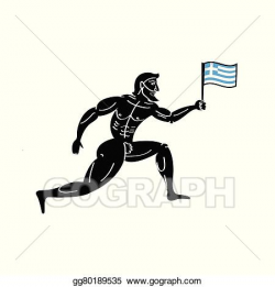Vector Stock - Ancient greek athletic runner with national flag of ...