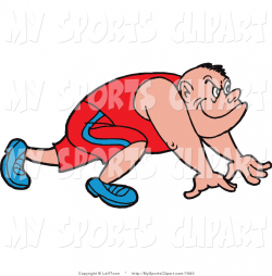 Sports Clip Art of a Sprinter at the Starting Line in Red by ...