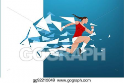 Clip Art Vector - Athletic woman breaking through wall. Stock EPS ...