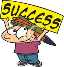 A Boy Holding a Success Sign - Royalty Free Clipart Picture