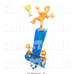 Clip Art of a Successful Orange Athlete Person Slipping and Dropping ...