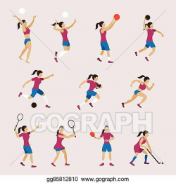 Vector Clipart - Sports athletes, women set. Vector Illustration ...