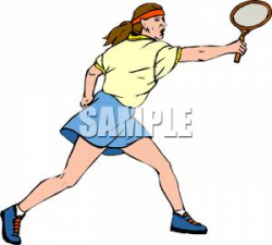 Athletic Woman Playing Tennis - Royalty Free Clipart Picture