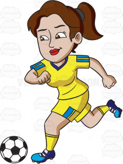 A Female Athlete Smiles While Kicking A Soccer Ball | Football