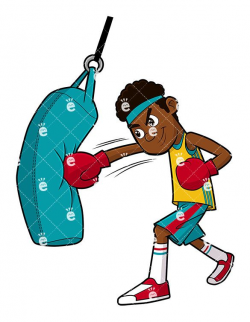 Black Man Doing A Punching Bag Workout Vector Clipart ...