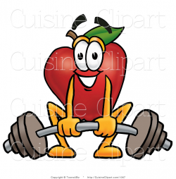 Cuisine Clipart of an Athletic Red Apple Character Mascot Lifting a ...
