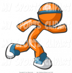 Sports Clip Art of a Orange Person Running by Leo Blanchette - #7330