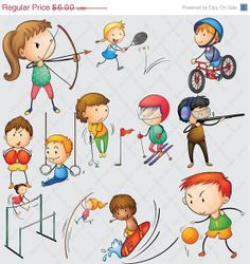 SALE Kids Sport Clipart for Personal and Commercial Use (Kid Sports ...
