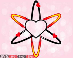 Atom Heart Valentine's Day love clipart Nuclear science cupid wall hearts  -600s