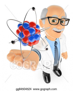Stock Illustration - 3d physics teacher with an atom. Clipart ...