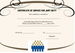 Jury Duty Certificate of Service | Jury Duty Certificate of ...