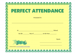 Best Photos of Free Printable Perfect Attendance Certificates - Free ...
