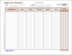 Download a free weekly student attendance tracking record and a ...