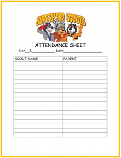 Boy Scout Attendance Sheet Template . girl scout attendance and dues ...