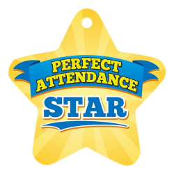 Perfect Attendance (Star) Laminated Tag With 24