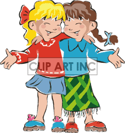 Royalty-Free Two Girls Smiling and Hugging Clipart Image, Picture ...
