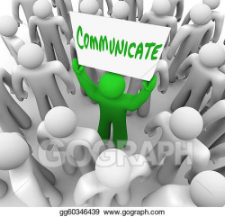 Drawing - Communicate person holds sign get attention of crowd ...