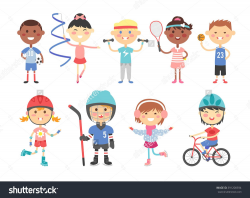 stock-vector-sport-kids-characters-with-toys-and-sport-kids-activity ...