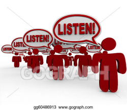 Stock Illustration - Listen - many people talking demanding ...