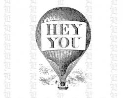 Victorian Clipart Attention Getter Banner Ad Hot Air Ballon Digital ...