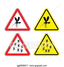 Vector Clipart - Warning sign attention mosquitoes. hazard yellow ...