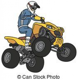 Rider on the ATV - Hand drawing of a rider on the yellow all ...