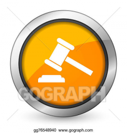 Drawing - Auction orange icon court sign verdict symbol. Clipart ...