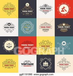 Vector Stock - Scales of justice icon. auction hammer and case ...