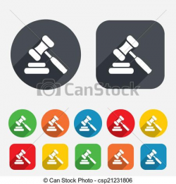 Vector - Auction hammer icon. Law judge gavel symbol. - stock ...