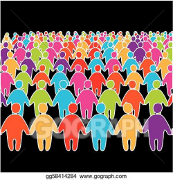 Vector Illustration - Big crowd of many social people gro ...