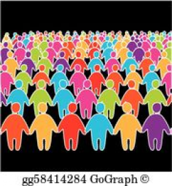 Vector Art - Big crowd of many colors social people group. Clipart ...