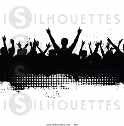 Silhouette Clipart of a Group of Silhouetted Black Audience Waving ...