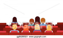 Vector Stock - Cinema hall empty screen with copy space people group ...