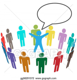Vector Illustration - Colorful people audience hear leader ...