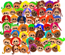 Crowd of Diverse Happy Children Clip Art – Prawny Clipart Cartoons ...