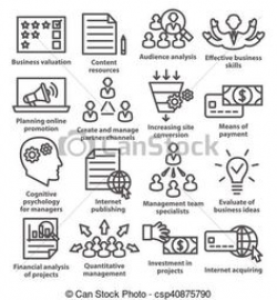 Vector - Business management icons in line style. Pack 15. - stock ...