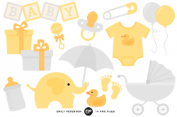 Gender Neutral Baby Shower Clipart by Emily Peterson Studio ...