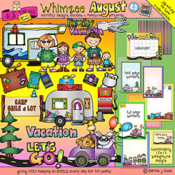 Whimsical August clip art and borders by DJ Inkers - DJ Inkers