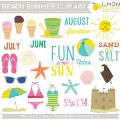 Beach Summer Clip Art (Royalty Free) Swimsuit clipart Bucket Ice ...