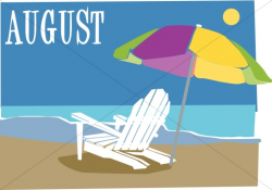 Beach Chair and Ubrella In August | Christian Calendar Clipart