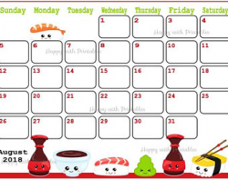 Calendar August 2018 Police theme Printable Cute Planner