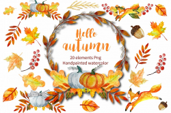 Autumn Clipart Watercolor by Kristina K | Design Bundles