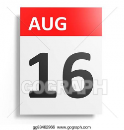 Stock Illustration - Calendar on white background. 16 august ...