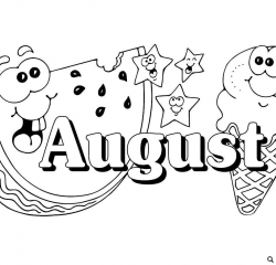 August Calendar Clipart Black And White - Letters
