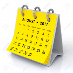August 2017 Calendar Clipart printable Template with Holidays
