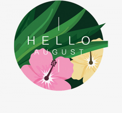 Hello, August, Hand, Pink Flowers, Green Leaf PNG Image and Clipart ...